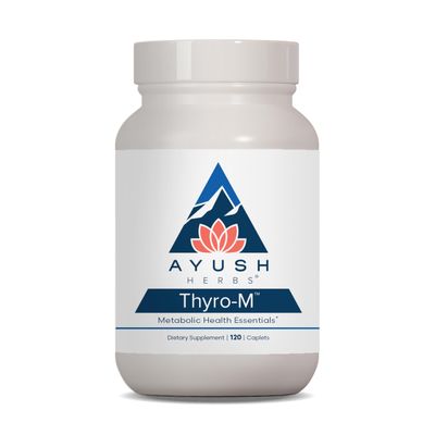 Ayush Herbs Thyro-M - Thyroid Support for Women Men, Thyroid Health, Thyroid Care with L Tyrosine, Ashwagandha, Kelp, Natural Energy Support - 120 Vegetarian Capsules (1 Count)