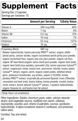 Standard Process Inc. Diaplex - Whole Food Bowel, Pancreas, Metabolism, Antioxidant, Gallbladder Support with Pepsin, Betaine Hydrochloride, Soy Protein - 150 Capsules