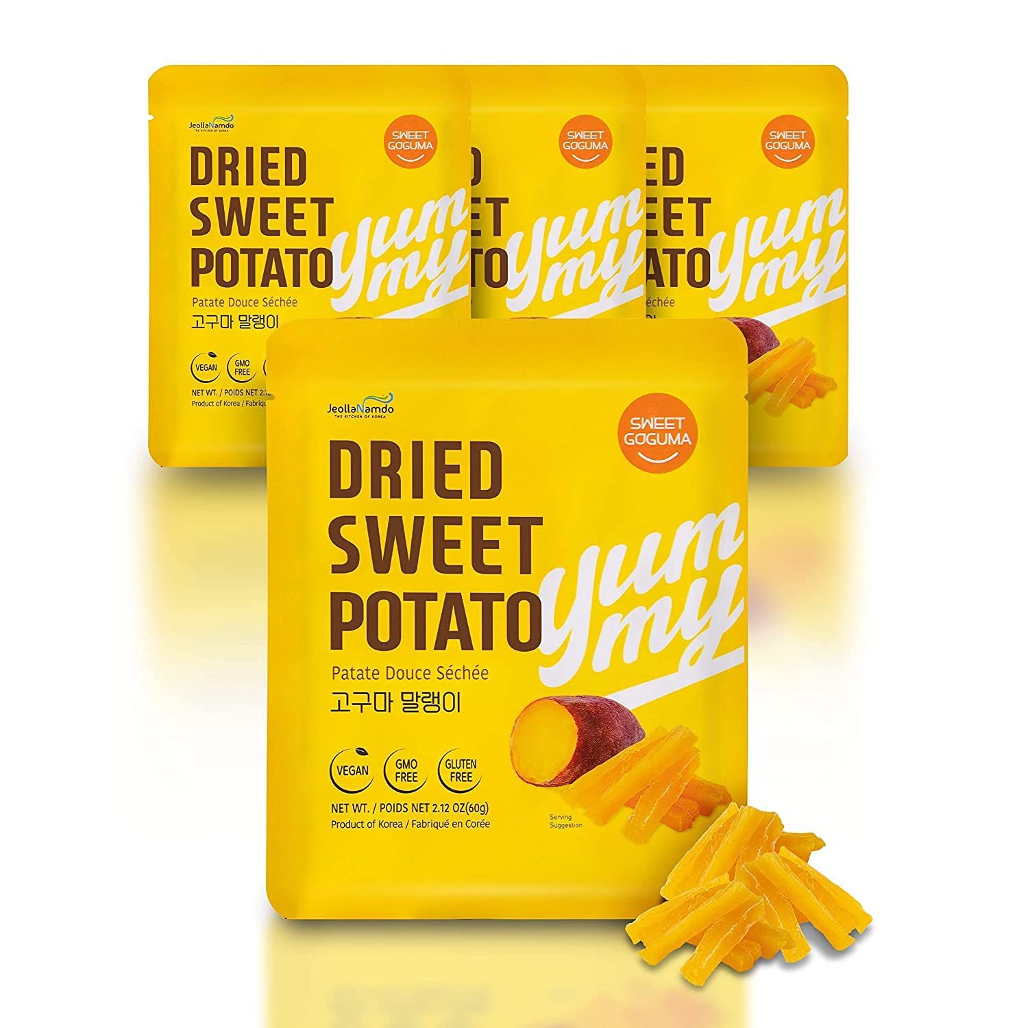 100 Natural Sweet Potato Snacks from South Korea [ 4 PACK ] Healthy Vegan GMO Free Gluten Free Snack for Diets with No Preservatives No Sugar Added l Soft Chewy by [Sweet Goguma]
