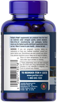 Puritan's Pride Alpha Lipoic Acid 300mg, Dietary Supplement for Antioxidant Health, Sugar, and Energy Metabolism Support, 4 Month Supply, 120 Rapid Release Softgels