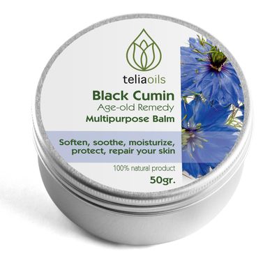 Teliaoils Black Cumin multipurpose Balm - Soothes, Moisturize and Repairs- For Many Types Of Skin Problems, With Immediate Results- Natural ingredients, 1.68 oz
