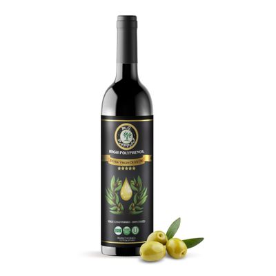 M.G. PAPPAS High Polyphenol Rich Extra Virgin Olive Oil - Cold Pressed Unfiltered - High Hydroxytyrosol Greek Olive Oil over 500 mgkg - Award Winning - 12.7 Oz 375ml