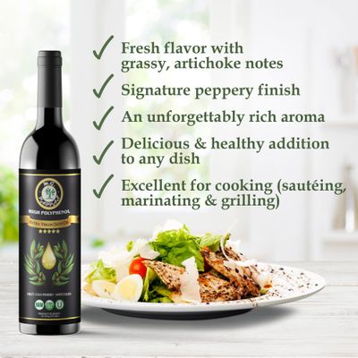 M.G. PAPPAS High Polyphenol Rich Extra Virgin Olive Oil - Cold Pressed Unfiltered - High Hydroxytyrosol Greek Olive Oil over 500 mgkg - Award Winning - 12.7 Oz 375ml