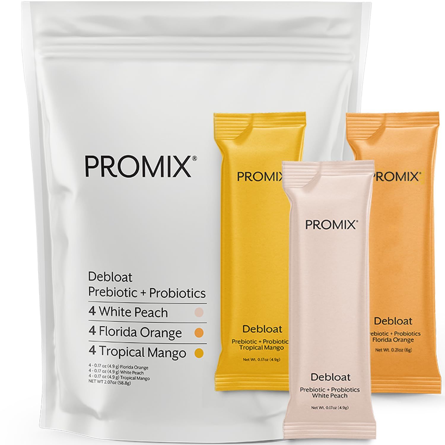 ProMix Nutrition Debloat Prebiotics and Probiotics Immune Support Supplement for Digestive Health, Nausea Relief, Gut Repair - Variety Pack - 12 Servings (Pack of 12)