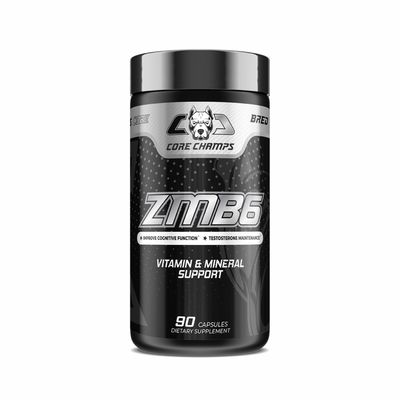 Core Champs ZMB6 Vitamin Mineral Support Zinc, Magnesium, Vitamin B6 Cognitive Function, Immune Support, Protein Synthesis, Bone Health 90 Capsules