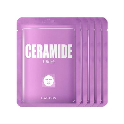 LAPCOS Ceramide Sheet Mask, Daily Moisturizing Face Mask, Hydrates Plumps Skin, Korean Beauty Favorite 5-Pack