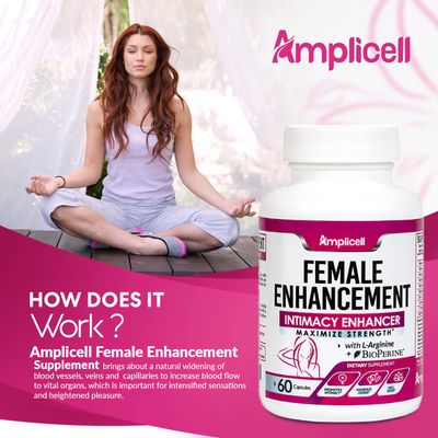AMPLICELL Female Enhancement - Libido Booster, Hormone Balance for Women - Intimacy Mood Support - Energy Pills with Epimedium, Dong Quai, Ginseng, Maca Root Powder Multi-Vitamins A, B12-60 Ct