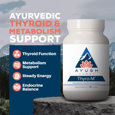 Ayush Herbs Thyro-M - Thyroid Support for Women Men, Thyroid Health, Thyroid Care with L Tyrosine, Ashwagandha, Kelp, Natural Energy Support - 120 Vegetarian Capsules (1 Count)