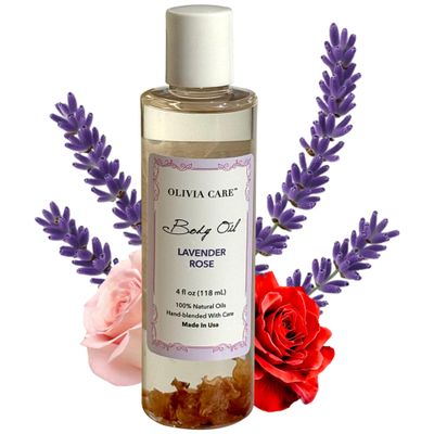 Olivia Care Body Oil Lavender Rose Vegan Natural Perfume Oil For Women Hydrating After Bath Oil- Infused with VITAMIN E, K Omega Fatty Acids - Reduce Dry Skin, Anti-Aging (Lavender Rose)