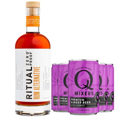 Ritual Zero Non-Alcoholic Rum Alternative with of Q Mixers Ginger Beer for your favorite Alcohol-Free Mixed Drink 5 PACK