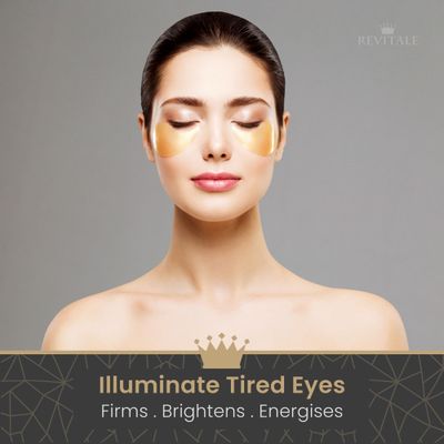 REVITALE Gold under EYE Collagen Gel Mask, Nourishes, Firms Hydrates, Puffy Eyes Dark Circles, Hyaluronic Acid (30 Pairs - Jar)