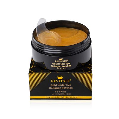 REVITALE Gold under EYE Collagen Gel Mask, Nourishes, Firms Hydrates, Puffy Eyes Dark Circles, Hyaluronic Acid (30 Pairs - Jar)