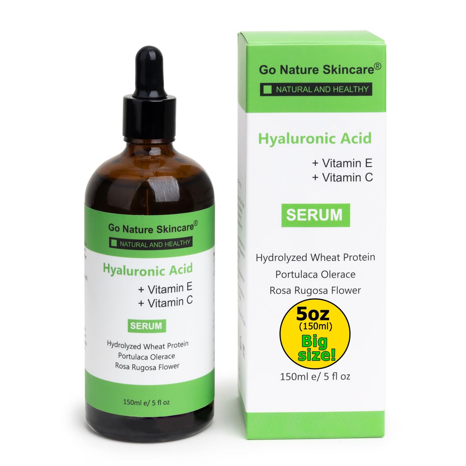 Hyaluronic Acid Serum (5oz) - 100 Pure Hyaluronic Serum for face Anti-Aging Formula for Face - Wrinkle Reduction, Brightening Moisturizing with Vitamin C for All Skin Types