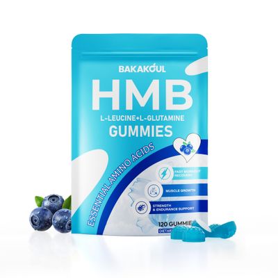 BAKAKOUL HMB and L-Leucine Gummies, HMB and Leucine Supplement Supports Muscle Fast Workout Support, HMB and Leucine Amino Acid for Men Women, Sugar Free, Non-GMO, 120 Counts