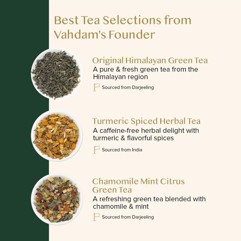 VAHDAM, Assorted Tea Gift Set (6 Varieties, 36 Tea Bags) - Variety Pack - Black, Green, Chai and Herbal Tea Sampler Gifts Set for Lovers Gifts for Women and Men
