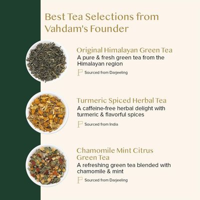 VAHDAM, Assorted Tea Gift Set (6 Varieties, 36 Tea Bags) - Variety Pack - Black, Green, Chai and Herbal Tea Sampler Gifts Set for Lovers Gifts for Women and Men