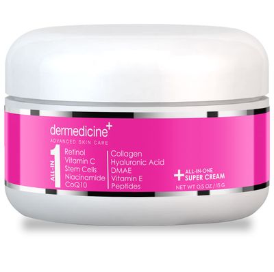 All In One Super Anti-Aging Cream for Face with Retinol, Vitamin C, Stem Cells, Vitamin E, CoQ10, Collagen, Hyaluronic Acid, DMAE, Peptides, Niacinamide Trial Size