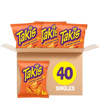 Takis Intense Nacho 40 pc 1 oz Multipack, Cheese Flavored Non-Spicy Cheesy Rolled Tortilla Chips