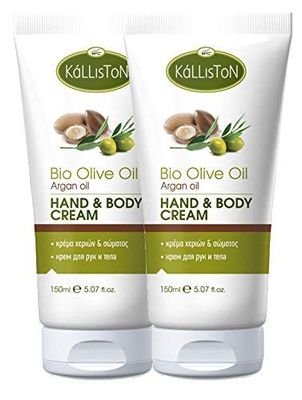 Kalliston, Anti Aging Argon Oil and Organic Olive Oil Lotion, Hand Body Cream, Made in Ancient Crete, Greece, 5.07 oz Each Tube, Pack of 2