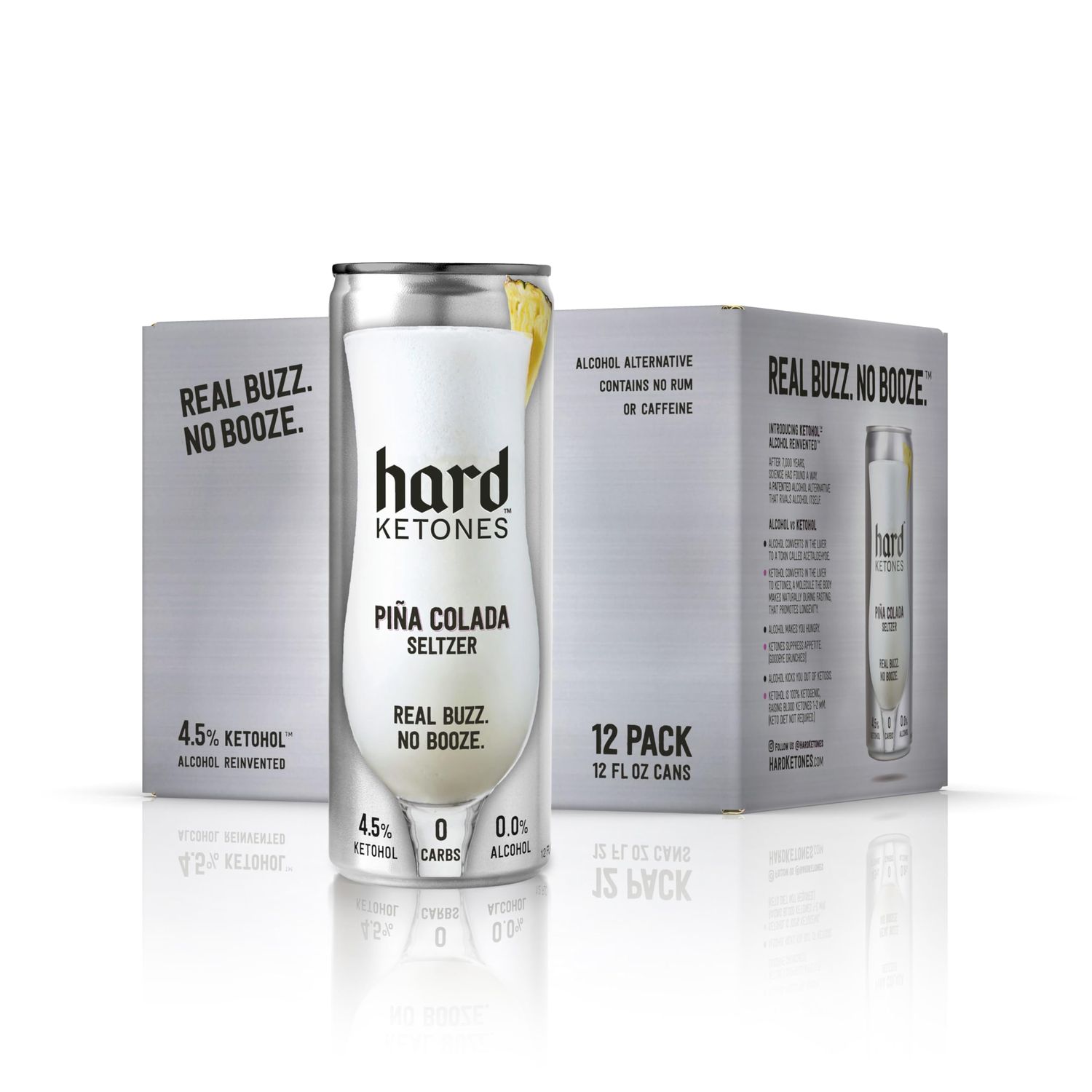 Hard Ketones Pina Colada Seltzer Alcohol Alternative with 15g (4.5) Ketohol 12 Pack, 12 Oz Cans