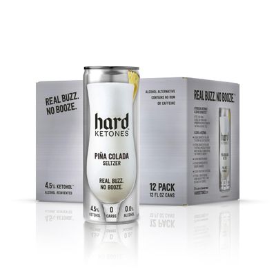 Hard Ketones Pina Colada Seltzer Alcohol Alternative with 15g (4.5) Ketohol 12 Pack, 12 Oz Cans