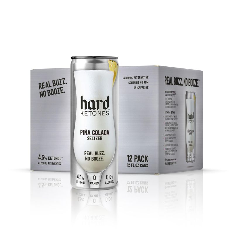 Hard Ketones Pina Colada Seltzer Alcohol Alternative with 15g (4.5) Ketohol 12 Pack, 12 Oz Cans