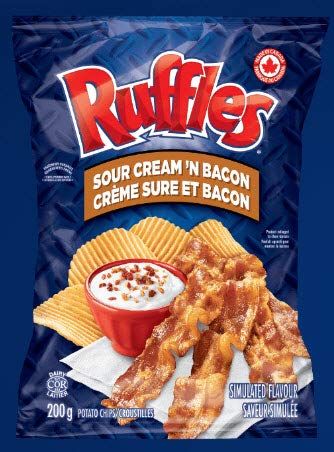 Ruffles Sour Cream and Bacon Chips, Large Bag ...Imported From Canada