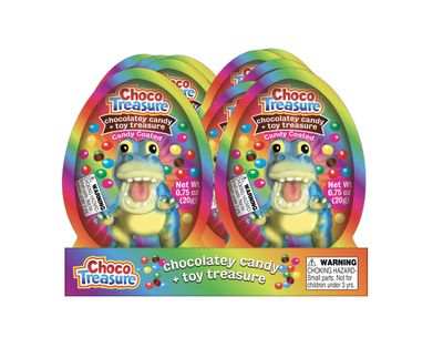 Choco Treasure Surprise Dino Eggs with Chocolatey Candy Dino Toy Tray of 10 Eggs 18 Collectible Toys