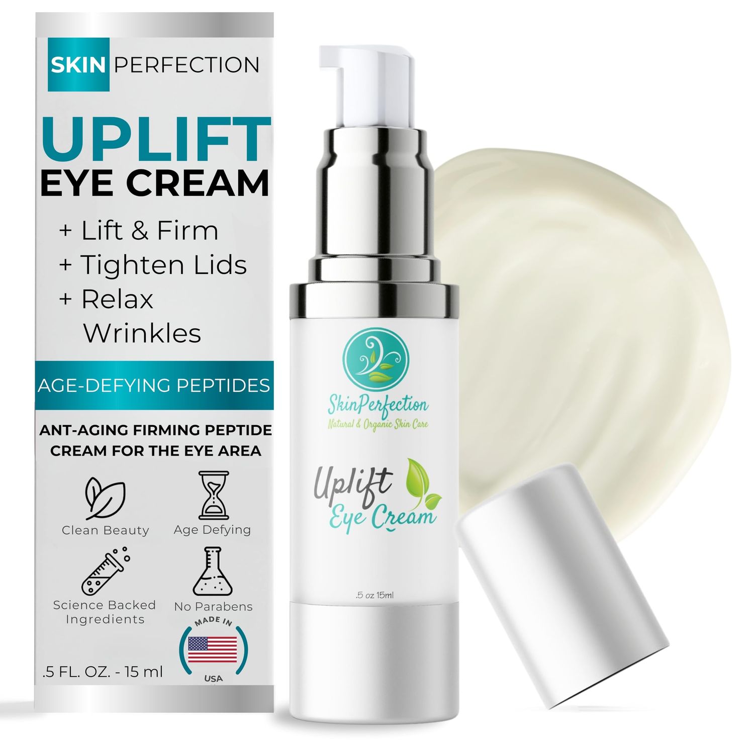 Revitalize Your Eyes: Uplift Anti-Aging Eye Cream for Dark Circles, Wrinkles Puffiness Copper Cream Peptide Complex Haloxyl Lift Tighten Droopy Lids Argireline Matrixyl Pepha Tight .5 oz