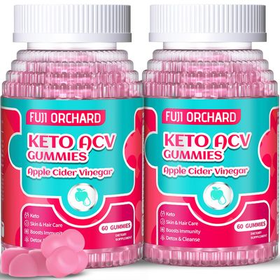 FUJI ORCHARD 2 Pack - Keto ACV Gummies Extreme 1500MG Keto Gummies Apple Cider Vinegar Formulated with Pomegranate Beet Juice Powder B12 Vegan Non GMO 120 Gummys