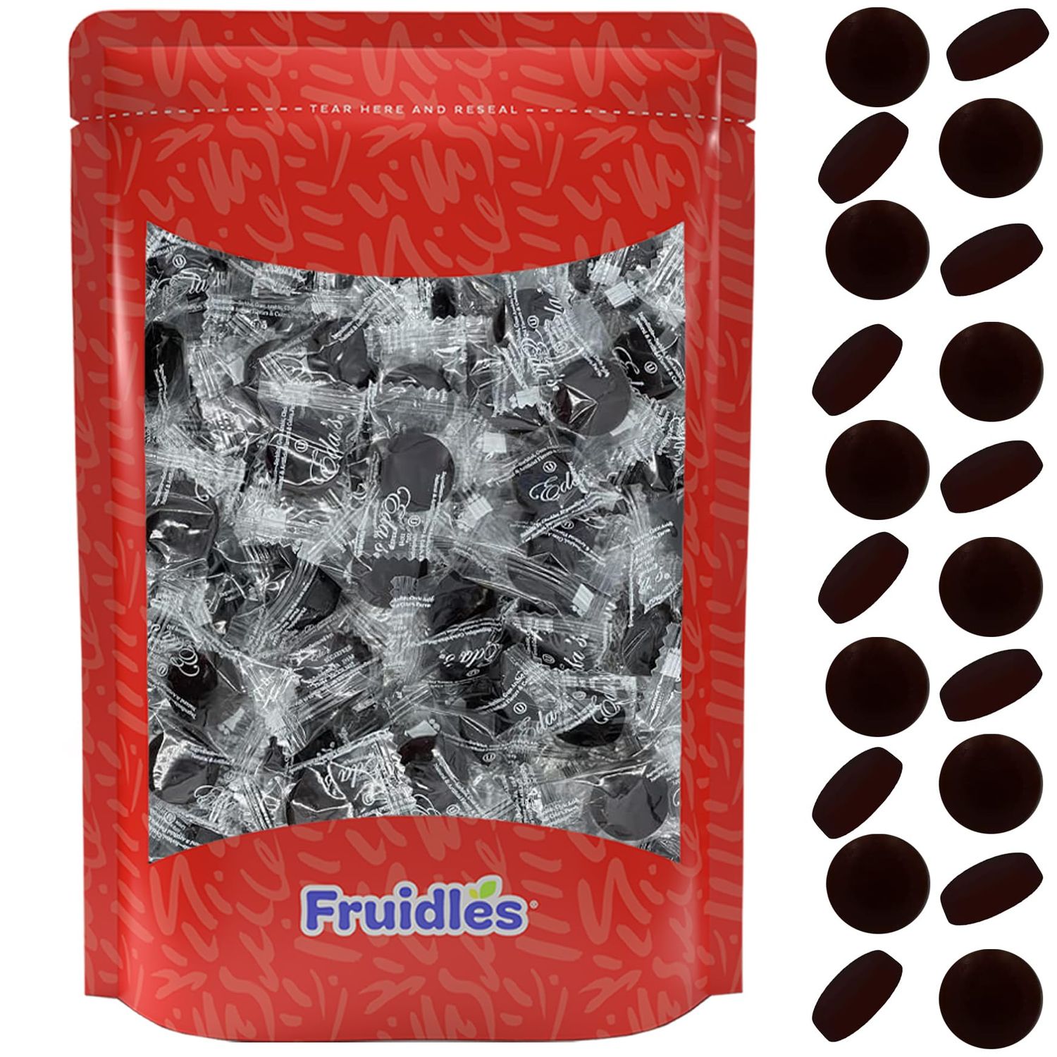 Fruidles Sugar-Free Premium Hard Candy Suckers, Mini Fruit Button Candies, Kosher Certified Parve, Uses Sorbitol, Low-Sodium, Individually Wrapped (8oz (Half-Pound) 75 Pcs, Chocolate)