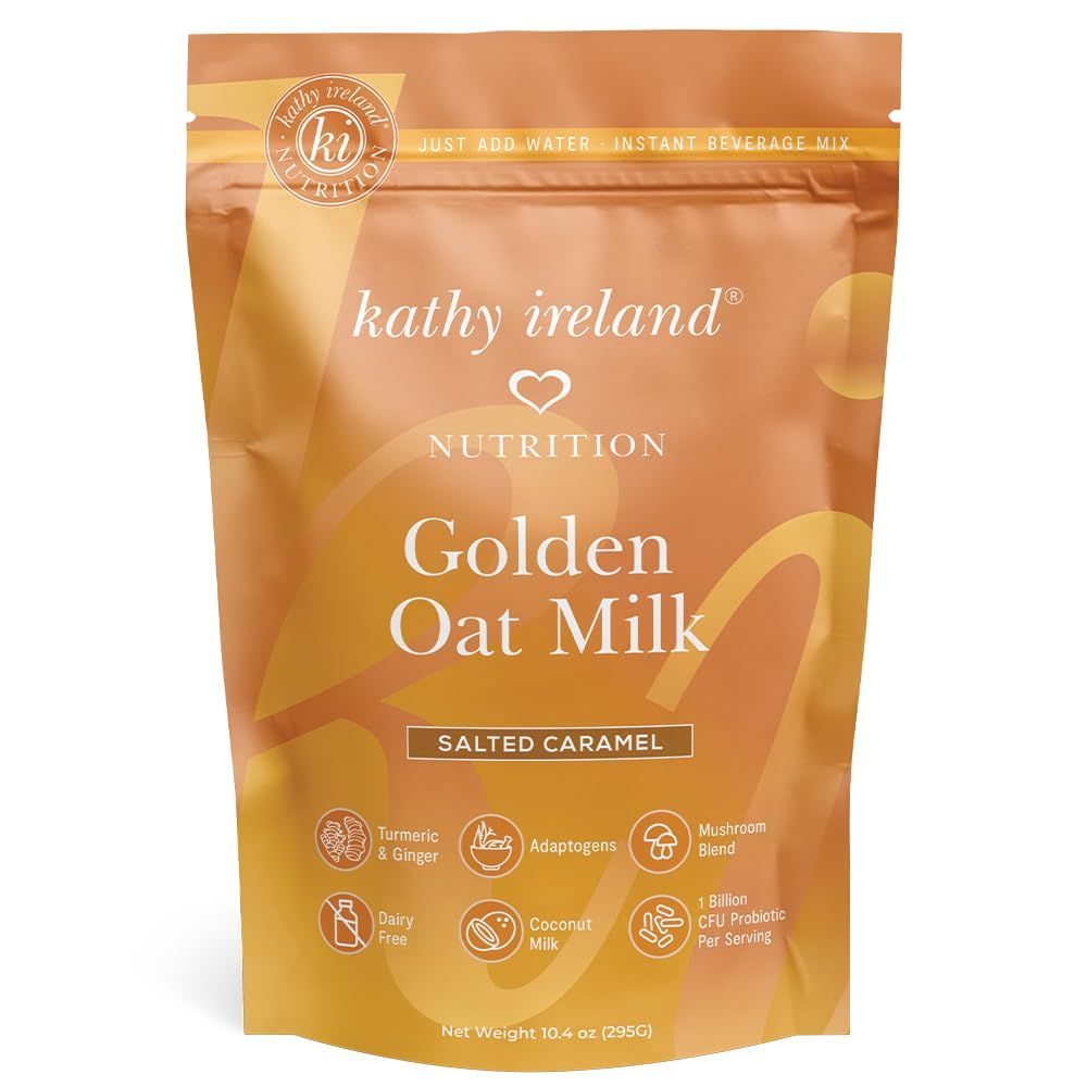 Kathy Ireland Nutrition Golden Oat Milk Instant Beverage Powder Mix, Plant-based, Salted Caramel, 10.4 oz