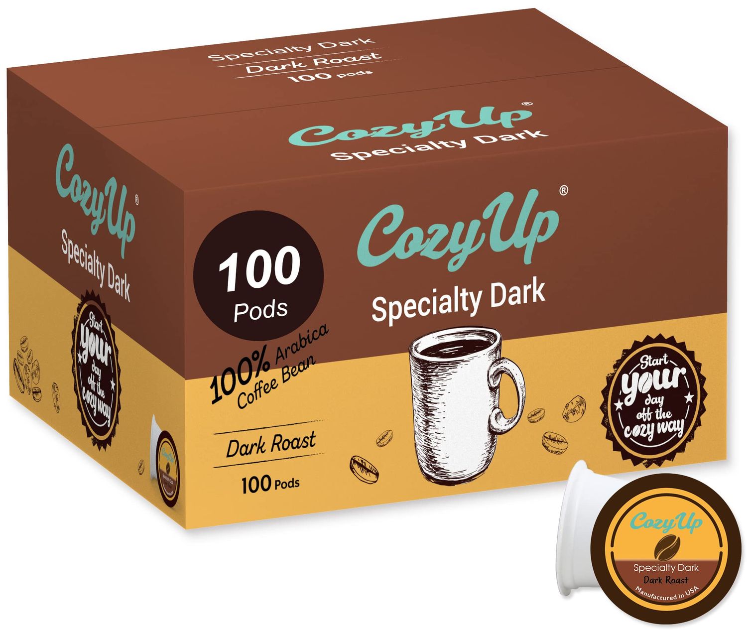 Cozy Up 100-Count Specialty Dark Single-Serve Coffee Pods Compatible with Keurig K-Cup Brewers Dark Roast Coffee