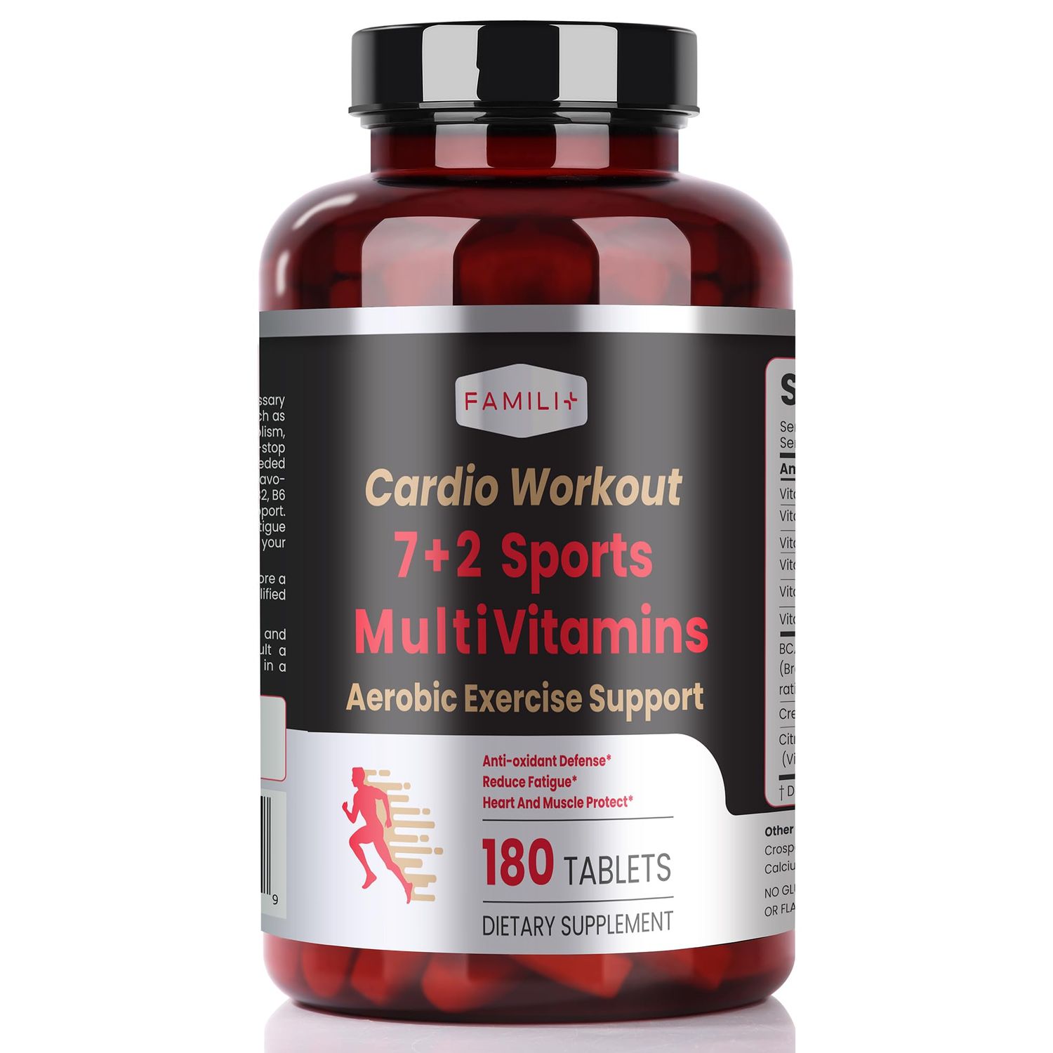 Multivitamin with Creatine and BCAA for Cardio Workout and Aerobic Sports Heart Muscle Protect Reduce FatigueEnhance PerformanceOptimize EnergyFast Recovery.