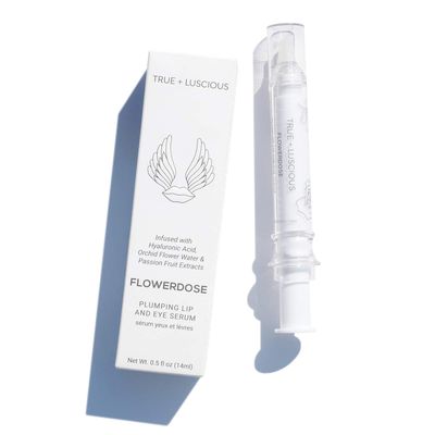True Luscious Flowerdose Lip Eye Serum - Plumping Hydrating Treatment with Hyaluronic Acid Orchid Stem Cells - Clean Beauty Anti-Aging Formula for Dark Circles Fine Lines - 0.5 oz