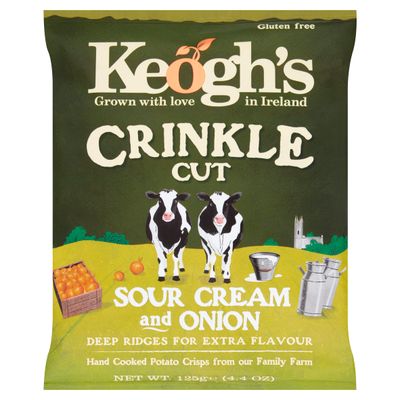 Keogh&#39;s Crinkle Cut Sour Cream And Onion Potato Crisps, 4.4 oz, Pack of 3