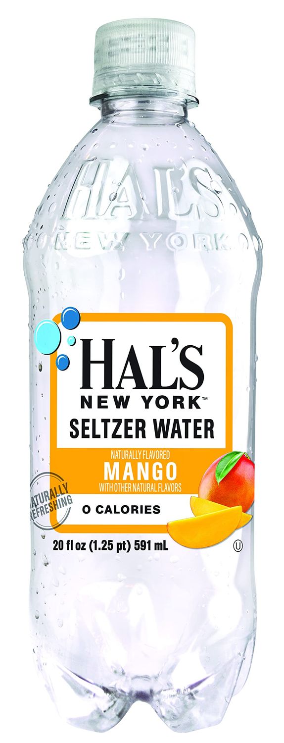 Hal&#39;s New York Seltzer Carbonated Mango Flavored Sparkling Water, Zero Sugar, Zero Calorie, Zero Carbs, 20 Fl Oz (Pack of 6)