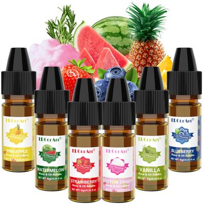 Food Flavoring Oil - Concentrated Candy Flavors, 6 Liquid Lip Gloss Flavoring Oil, Cotton Candy Pineapple Flavor Oil for Baking, Cooking, Drinks, Water Oil Soluble - 0.25 Fl Oz
