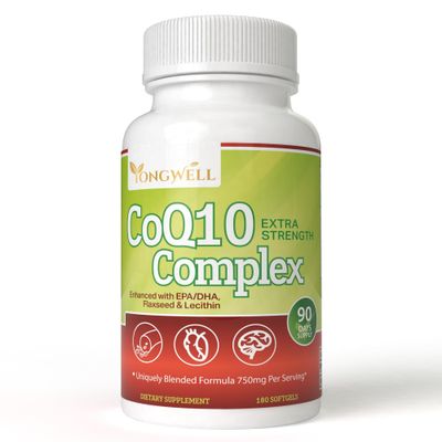 Extra Strength CoQ10 Complex, Enhanced with EPADHA, Lecithin, Flaxseed and Vitamin E (180 Softgels)