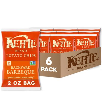 Kettle Brand Potato Chips, Backyard Barbeque Kettle Chips, Snack Bag, 2 Oz (Pack of 6)