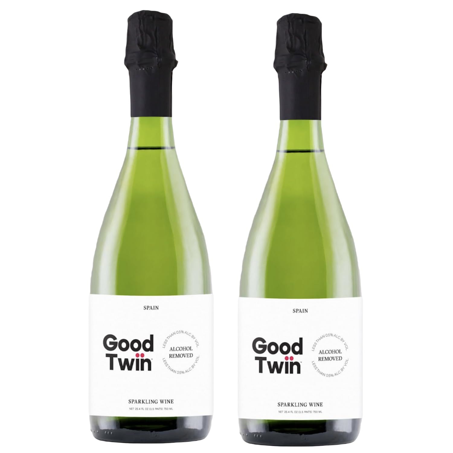 Good Twin 2 Pack Non-Alcoholic Sparkling Wine - Verdejo Made in Spain - Vegan, All-Natural Dealcoholized Cava Champagne Style Wines