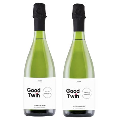 Good Twin 2 Pack Non-Alcoholic Sparkling Wine - Verdejo Made in Spain - Vegan, All-Natural Dealcoholized Cava Champagne Style Wines