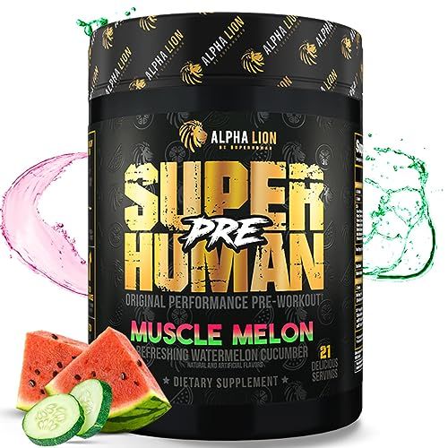 ALPHA LION Superhuman Pre Workout Powder, Beta Alanine, L-Taurine Tri-Source Caffeine for Sustained Energy Focus, Nitric Oxide Citrulline for Pump (21 Servings, Muscle Melon)