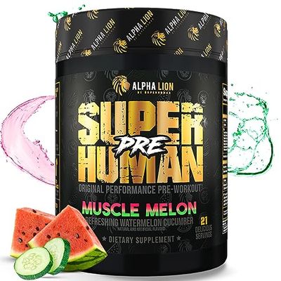 ALPHA LION Superhuman Pre Workout Powder, Beta Alanine, L-Taurine Tri-Source Caffeine for Sustained Energy Focus, Nitric Oxide Citrulline for Pump (21 Servings, Muscle Melon)