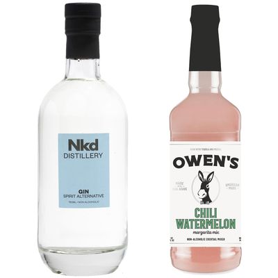 Nkd Distillery Gin Alternative Premium Non-Alcoholic Spirit 750 ML Bottles w Owen s Mixers Cherry Lemonade 32 OZ Bottles - Perfect for Mocktails - Made in USA