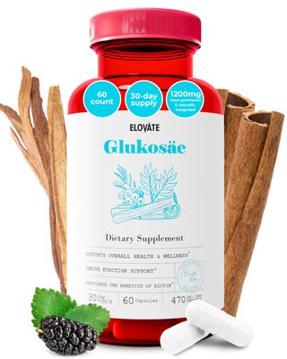 Elovate Glukosae Capsules, 1310mg - All-Natural, 3rd-Party-Tested, Non-GMO Gluten-Free Complex with Guggul Extract, Biotin, Ceylon Cinnamon, Ashwagandha for Overall Vitality, 60 Counts