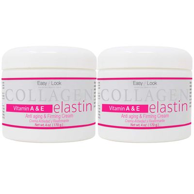 EASY LOOK Collagen Elastin Cream Vitamins A E Anti aging and Firming Cream 4oz 2 PACK