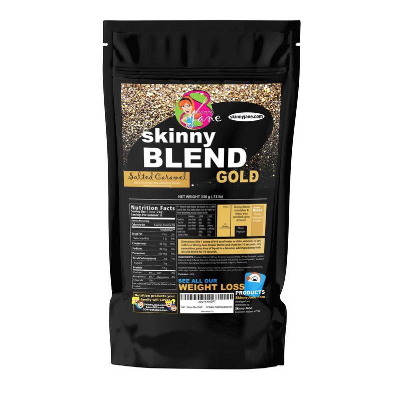 Skinny Blend Gold! Best Tasting Protein Shake for Women Delicious Smoothie Low Sugar, Low Carb Supports Metabolism and Energy (15 Serving, Salted Caramel)