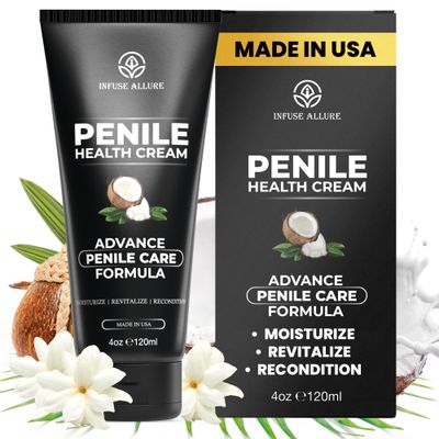 Infuse Allur - Penile Health Cream - Premium Penile Moisturizer - Deep Hydration, Skin Health Support, Anti-Chafing, Vitamin-Rich Formula for Increased Sensitivity Sensation - 4oz 120ml