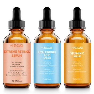 Facial Skin Care Set- Retinol Serum, Vitamin C Hyaluronic Acid for Face - Anti Aging Face Serum Set for Women - Firm, Wrinkle Smoothing, Dark Spot Corrector, Brighten Dullness